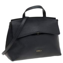 Pre Owned Furla Black Leather Top Handle Bag