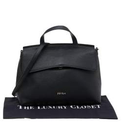 Pre Owned Furla Black Leather Top Handle Bag