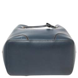 Pre Owned Furla Blue Leather Stacy Drawstring Bucket Bag