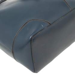 Pre Owned Furla Blue Leather Stacy Drawstring Bucket Bag
