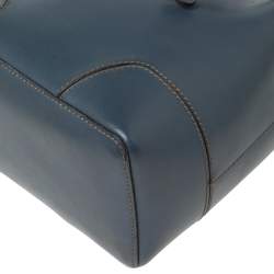 Pre Owned Furla Blue Leather Stacy Drawstring Bucket Bag