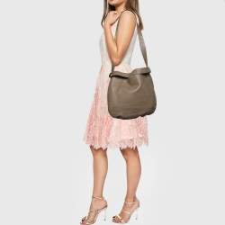 Pre Owned Furla Grey Leather Hobo