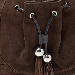 Pre Owned Furla Brown Suede And Leather Drawstring Hobo