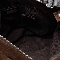 Pre Owned Furla Brown Suede And Leather Drawstring Hobo