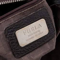 Pre Owned Furla Brown Suede And Leather Drawstring Hobo