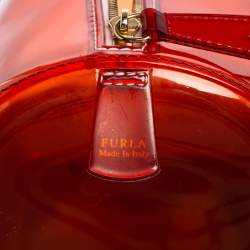 Pre Owned Furla Red/Black Rubber Medium Candy Satchel