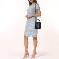 Pre Owned Furla Black Leather Mini Stacy Bucket Bag