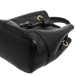 Pre Owned Furla Black Leather Mini Stacy Bucket Bag