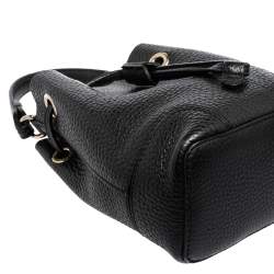 Pre Owned Furla Black Leather Mini Stacy Bucket Bag