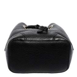 Pre Owned Furla Black Leather Mini Stacy Bucket Bag