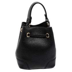 Pre Owned Furla Black Leather Mini Stacy Bucket Bag