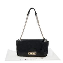 Pre Owned حقيبة كتف فورلا جوليا جلد سوداء بسلسلة  