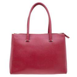 Pre Owned Furla Red Textured Leather Large Lotus Tote
