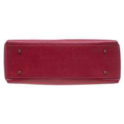 Pre Owned Furla Red Textured Leather Large Lotus Tote