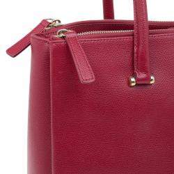 Pre Owned Furla Red Textured Leather Large Lotus Tote