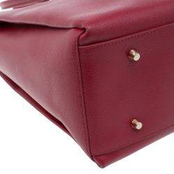 Pre Owned Furla Red Textured Leather Large Lotus Tote