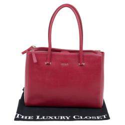 Pre Owned Furla Red Textured Leather Large Lotus Tote