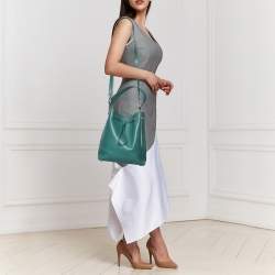 Pre Owned Furla Teal Green Saffiano Leather Stacy Bucket Bag