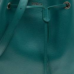Pre Owned Furla Teal Green Saffiano Leather Stacy Bucket Bag
