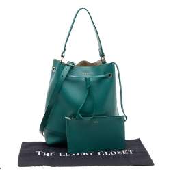 Pre Owned Furla Teal Green Saffiano Leather Stacy Bucket Bag