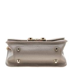 Pre Owned Furla Grey Leather Mini Metropolis Chain Shoulder Bag