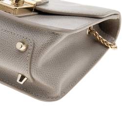 Pre Owned Furla Grey Leather Mini Metropolis Chain Shoulder Bag
