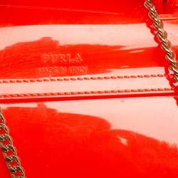 Pre Owned Furla Coral Red Rubber Candy Top Handle Bag