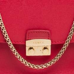 Pre Owned Furla Red Leather Metropolis Chain Shoulder Bag