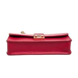 Pre Owned Furla Red Leather Metropolis Chain Shoulder Bag
