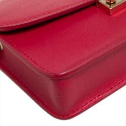 Pre Owned Furla Red Leather Metropolis Chain Shoulder Bag