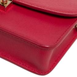 Pre Owned Furla Red Leather Metropolis Chain Shoulder Bag
