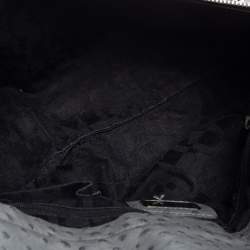 Pre Owned Furla Grey Ostrich Embossed Leather Piper Top Handle Bag