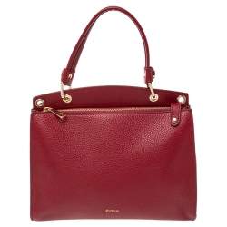 Pre Owned Furla Red Leather Adele Top Handle Bag