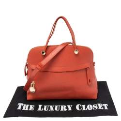 Pre Owned Furla Orange Leather Piper Dome Satchel