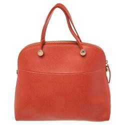 Pre Owned Furla Orange Leather Piper Dome Satchel