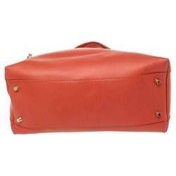 Pre Owned Furla Orange Leather Piper Dome Satchel