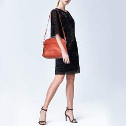 Pre Owned Furla Orange Leather Piper Dome Satchel