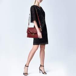 Pre Owned Furla Maroon Leather Medium Diva Top Handle Bag