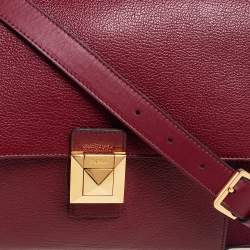 Pre Owned Furla Maroon Leather Medium Diva Top Handle Bag