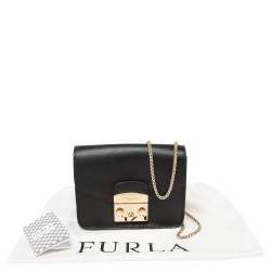 Pre Owned حقيبة كتف فورلا ميني متروبوليس جلد أسود بسلسلة