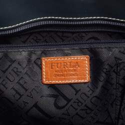 Pre Owned Furla Navy Blue Leather Tote