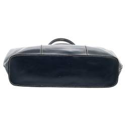 Pre Owned Furla Navy Blue Leather Tote