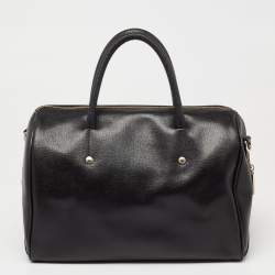 Pre Owned Furla Black Leather Medium Boston Bag