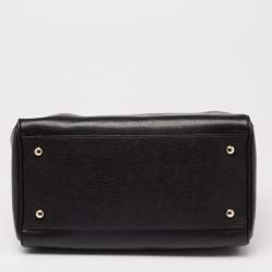 Pre Owned Furla Black Leather Medium Boston Bag