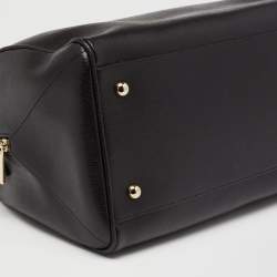 Pre Owned Furla Black Leather Medium Boston Bag