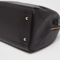 Pre Owned Furla Black Leather Medium Boston Bag