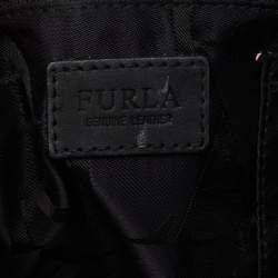 Pre Owned Furla Black Leather Medium Boston Bag