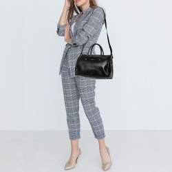 Pre Owned Furla Black Leather Medium Boston Bag