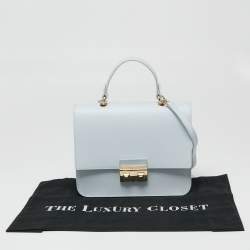 Pre Owned Furla Sky Blue Leather Bella Top Handle Bag