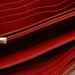 Pre Owned Furla Orange Leather Zip Around Wallet